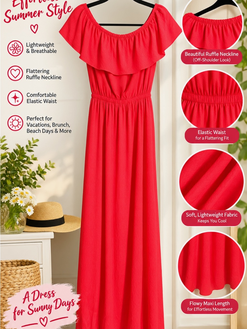 Express Coral Off-Shoulder Ruffle Maxi Dress